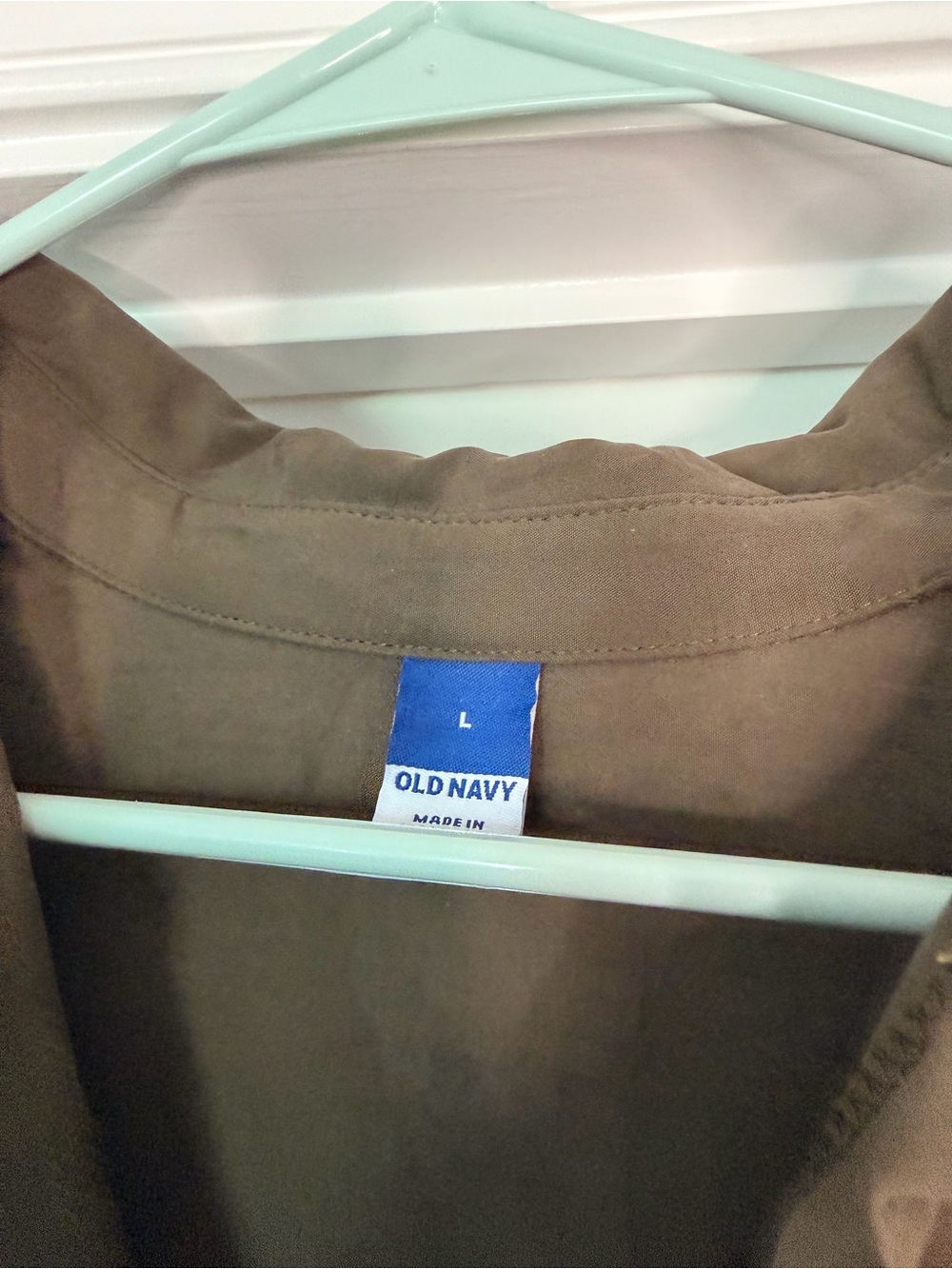 Old Navy olive Button-Front Shirt Dress with Drawstring Waist - Picture 3 of 5